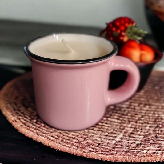 Strawberries + Cream Scented Mini Espresso Mug Candle