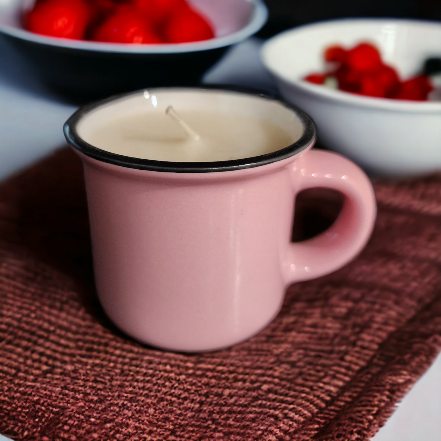 Strawberries + Cream Scented Mini Espresso Mug Candle